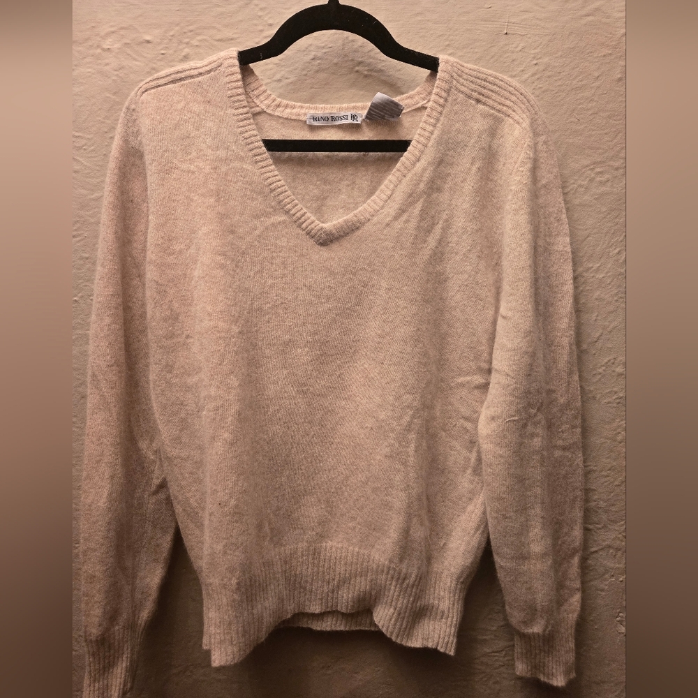 Rino Rossi Lambswool Angora V-Neck Sweater – Soft Luxury Knit – L